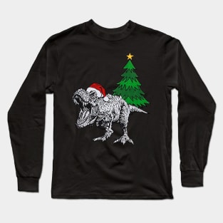 Tree Rex Dinosaur Christmas T-Shirt Funny T-Rex Long Sleeve T-Shirt